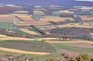 aerial view of farm land