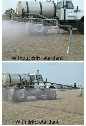Comparison with and without drift retardant 