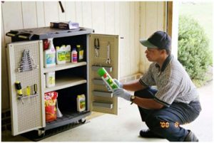 pesticides in a storage cabinet